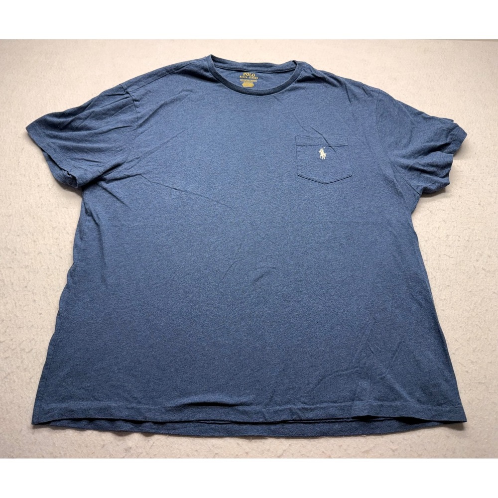 Polo Ralph Lauren Mens XL Classic Fit Blue Heather Pocket T-Shirt Pony Logo